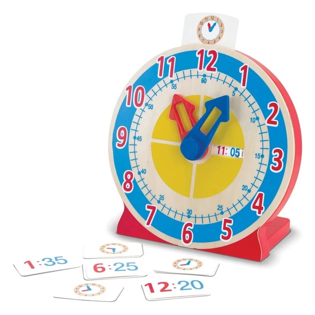 Horloge d'apprentissage en bois Melissa & Doug - Jouet éducatif Montessori pour garçons et filles - Référence #1234