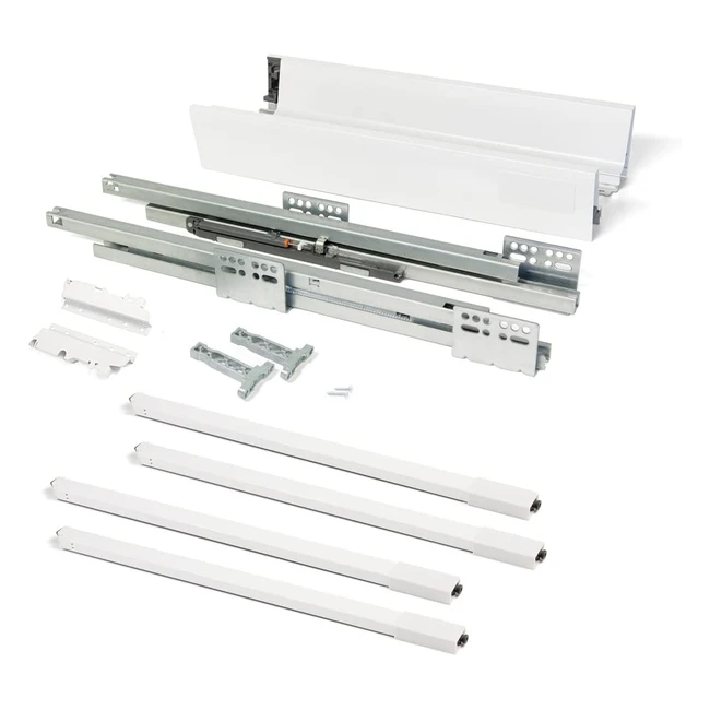 Kit tiroir Emuca 3018712 avec fermeture amortie - H204 x 350mm - Acier peint blanc
