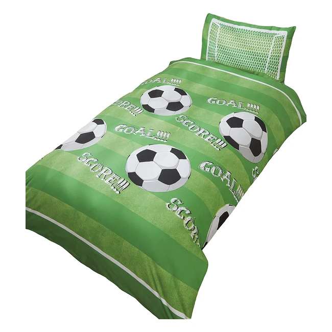 Parure de lit simple Football en polyester vert - Réf. XXXX - Confortable et résistante