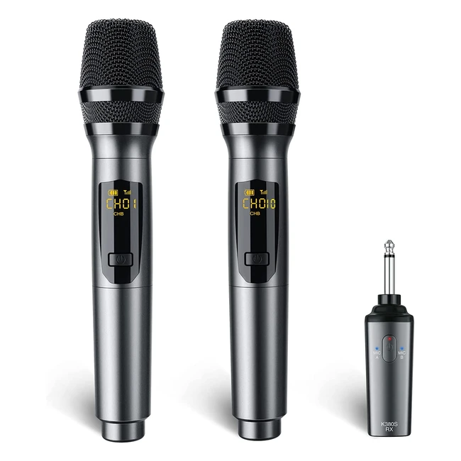 Ensemble de microphones sans fil Lekato 24 GHz rechargeables pour karaoke, chant, mariage - jusqu'à 30 heures d'autonomie