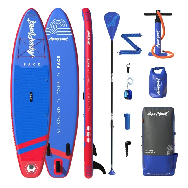 Aquaplanet Inflatable SUP Kit - Pace 106ft - Ideal for Beginners & Experts - Includes Fin, Paddle, Pump, Repair Kit, Backpack, Leash & Dry Bag