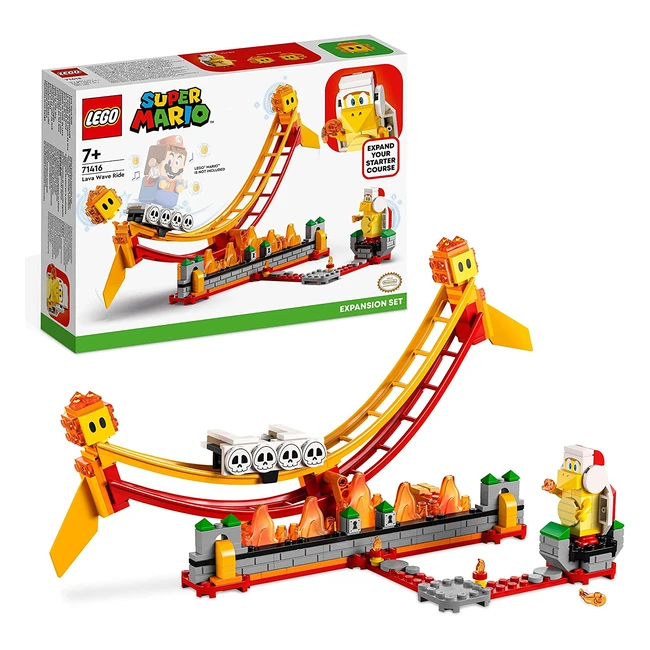 LEGO 71416 Super Mario Lava Wave Ride Expansion Set mit Fire Brother und 2 Hotheads für interaktive Spielabenteuer