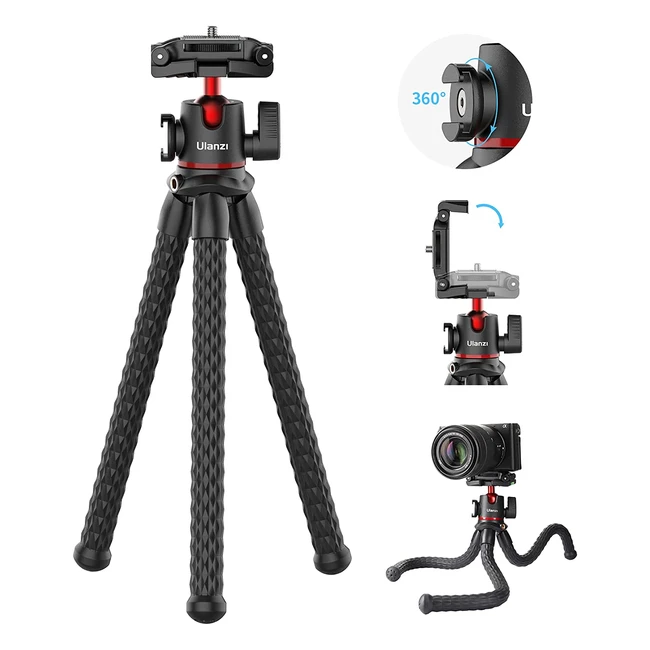 ULANZI MT33 Phone Tripod - Flexible Octopus Tripod with Cold Shoe Mount for iPhone 14 13 12 11 Pro Max and Small Cameras
