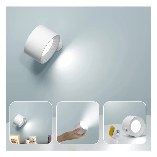 Lampada da Parete a LED Feallive - Controllo Touch, 3 Livelli di Luminosità, Batteria Ricaricabile, Design Magnetico e Regolabile
