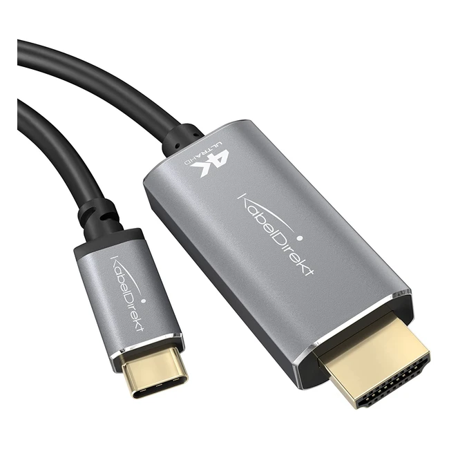 USB-C to HDMI Adapterkabel von KabelDirekt - 4K Videoübertragung mit 60Hz - 2m Länge - für Notebooks & Smartphones - USB 3.1 Typ C Thunderbolt 3