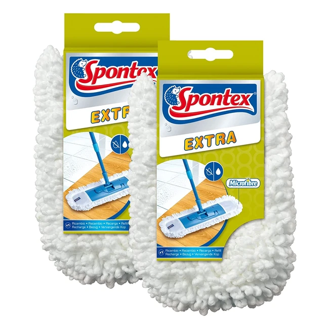 Spontex Extra Microfaser Ersatzbezüge - Hohe Wasser- und Schmutzaufnahme - Ideal für alle Böden - 2er Pack