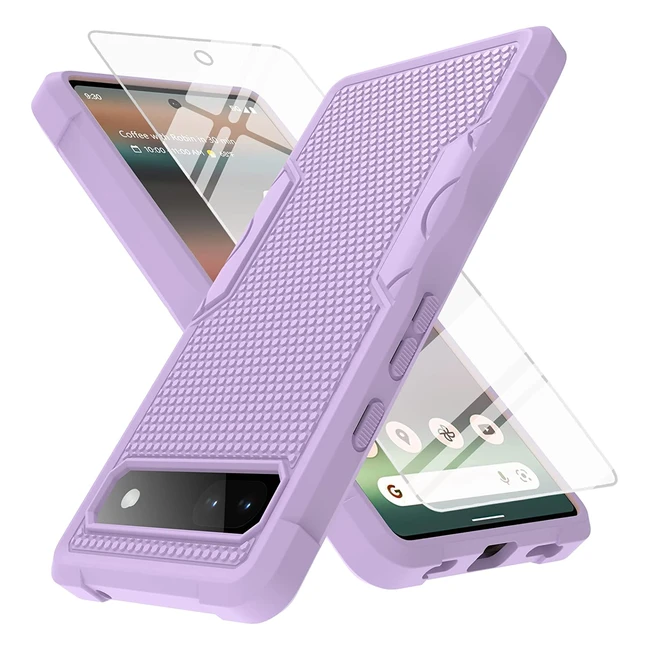 Google Pixel 6a Case RC1WD - 360° Allround Protection, 9H Tempered Glass, Shockproof Bumper, Light Purple