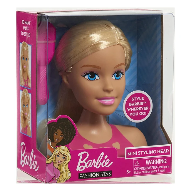 Testa di Styling Barbie Mini Bionda JPL63415 - Spazzola, Treccia e Stile - 86cm x 14cm x 165cm
