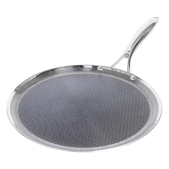 Hexclad 30cm Griddle Fry Pan - Hybrid Stainless Steel Nonstick Surface, PFOA-Free, Works with Induction, Ceramic, Electric & Gas Cooktops