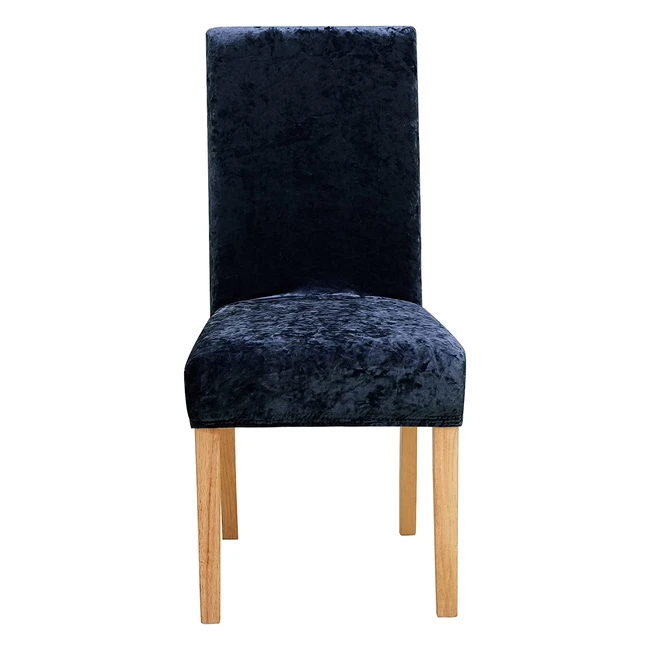 Housse de chaise cuisine confortable en velours extensible - UMI - 6 pièces - Bleu marine - 46x46x60cm