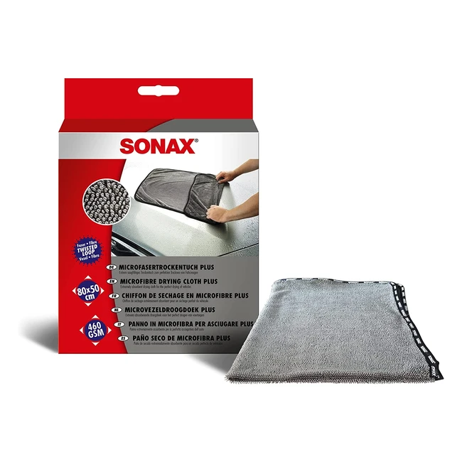 SONAX Microfaser Trockentuch Plus - Großformat, streifenfreies Trocknen von Fahrzeugen, Artikel-Nr. 04512000