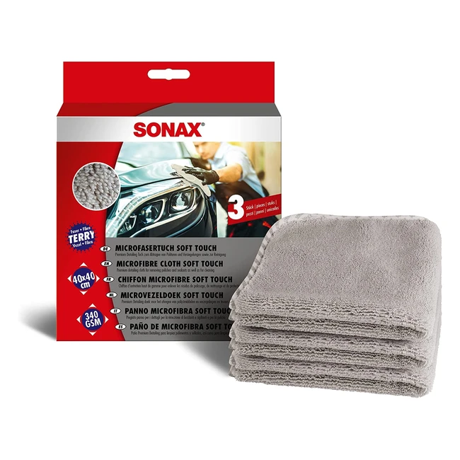 SONAX Microfaser Tuch Soft Touch 3er Pack - Perfekte Reinigung für Innenraum und Lack (04510000)