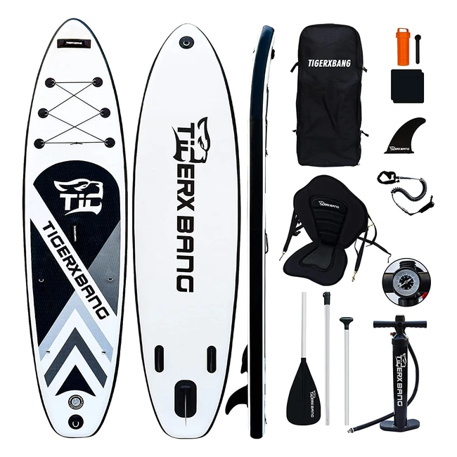 Tabla de Paddle Surf Hinchable Tigerxbang - Kit Completo de Surf iSUP - 320x80x15cm - Para Adultos y Niños