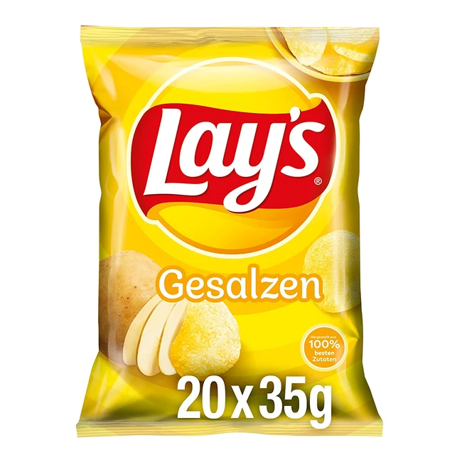 Lays Gesalzen - Knusprige Kartoffelchips für die perfekte Party, 20 x 35g