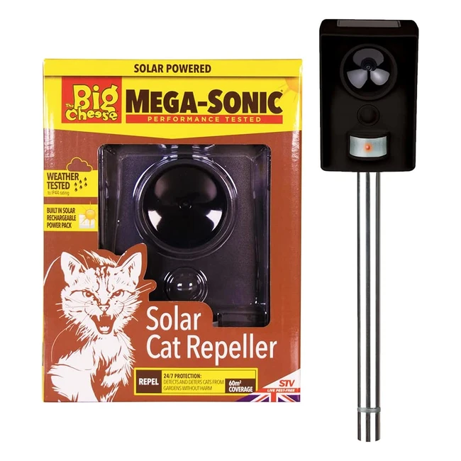 Defenders STV601 Megasonic Solar Cat Repeller - Humane Way to Repel Cats from Your Garden