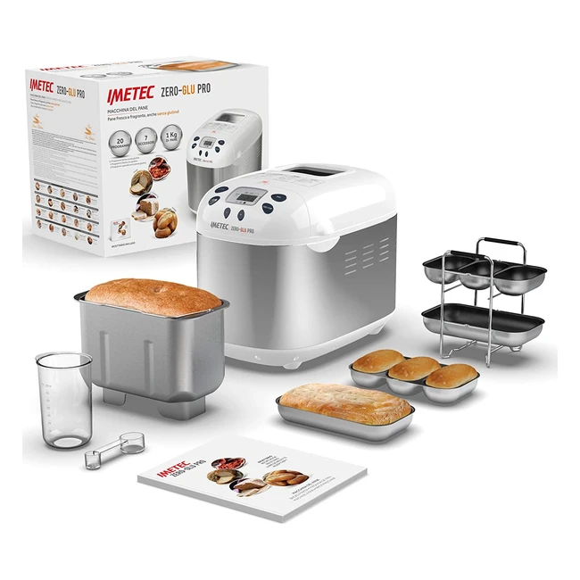 Machine à pain sans gluten Imetec Zeroglu Pro - 20 programmes, contrôle de température, livre de recettes