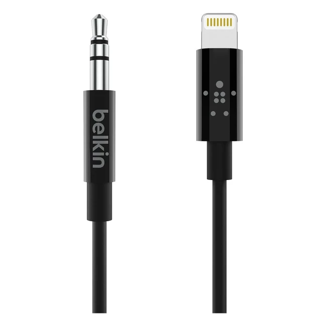 Belkin Audio Kabel mit Lightning-Anschluss 1,8m 3,5mm MFI-zertifiziert für iPhone 13, 12, Schwarz