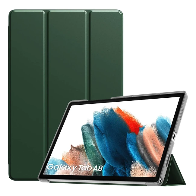 Funda protectora Galaxy Tab A8 105 2021 2022 SMX200SMX205 - Delgada, soporte trifold, verde oscuro