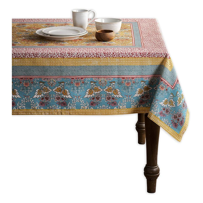 Maison d' Hermine Tablecloth - 100% Cotton, Washable, Square, Marquise Spring/Summer Design, 140cm x 180cm