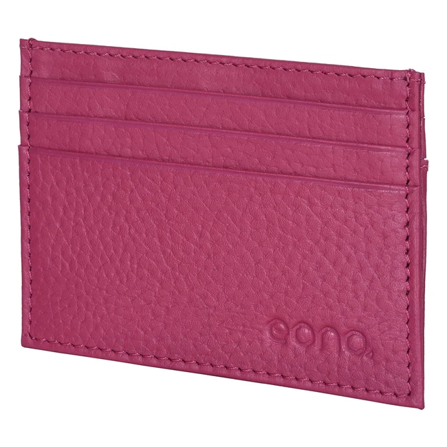 Tarjetero de cuero Eono con protección RFID y compartimento para billetes - Rosa oscuro