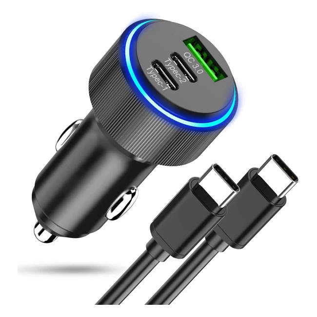 Chargeur allume cigare USB C rapide 66W pour Samsung Galaxy S22 S21 Xiaomi iPhone iPad
