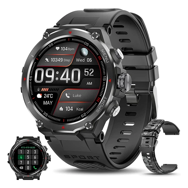 Reloj inteligente Kiqulov para hombre grado militar con monitor de ritmo card