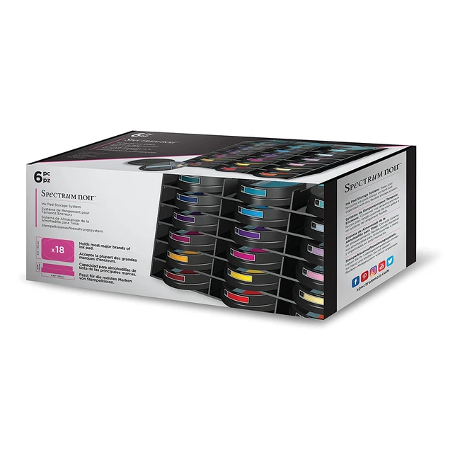 Lot de 6 boîtes de rangement universelles pour tampons encreurs - Spectrum Noir