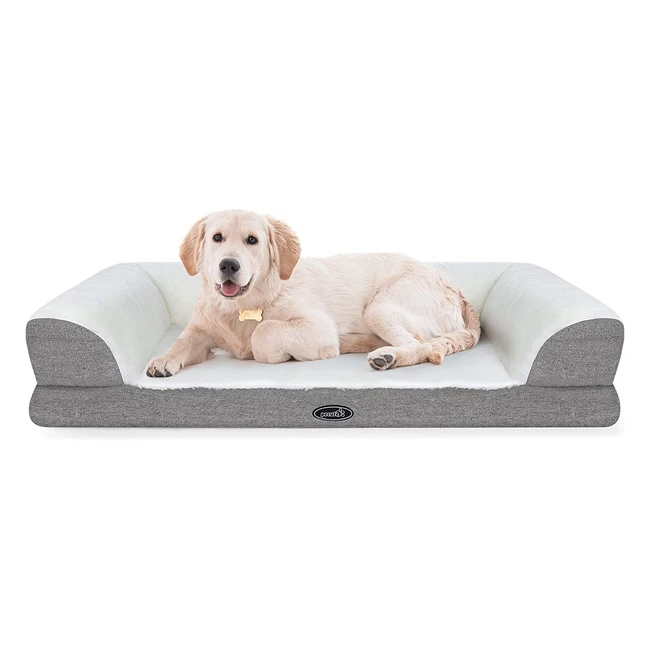 Pecute Orthopedic Dog Bed - Memory Foam Washable Nonslip Light Grey