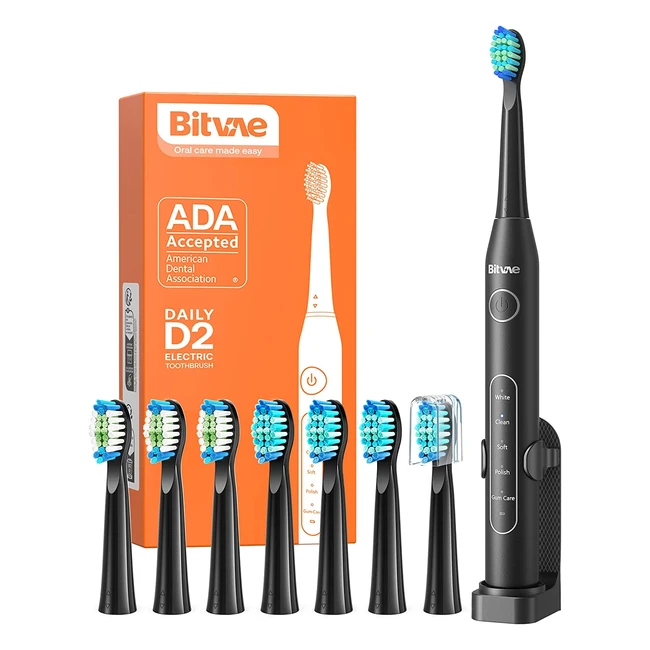 Cepillo de dientes eléctrico ultrasónico recargable con 8 cabezales y 5 modos - Bitvae D2
