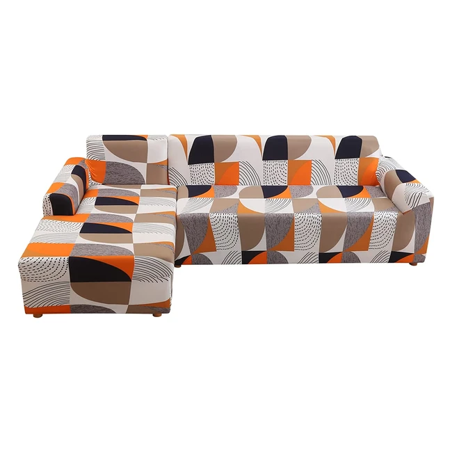 Housse de canapé d'angle extensible 2 pièces Lydevo avec accoudoirs convertibles et taies d'oreiller - Forme en L - Couverture de canapé démontable - Orange