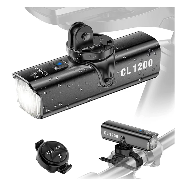 Faro Bici Towild CL1200 - 1200 Lumen, Ricaricabile USB, Installazione Inversa, Impermeabile IPX6