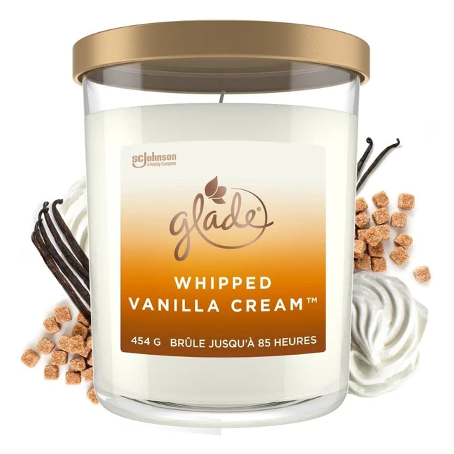 Bougie parfume Glade Whipped Vanilla Cream XL 454g - jusqu 85h de parfum