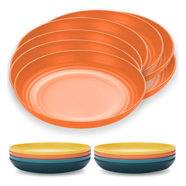 Unbreakable Kyraton 23cm Plates - Set of 8, Lightweight & Microwave Safe, Perfect for Outdoor Dining