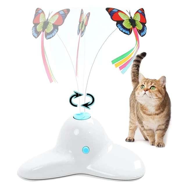 Vealind Interactive Cat Toy with 360° Rotating Butterfly - Cream White
