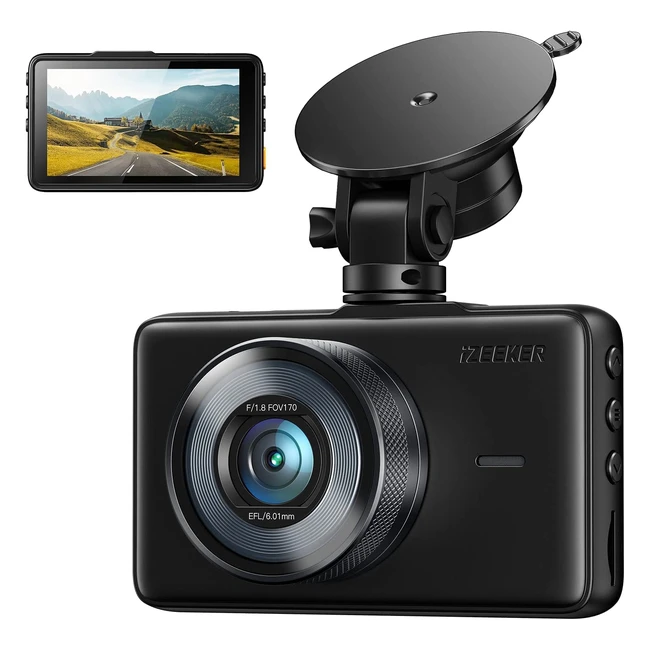 Telecamera auto dash cam Izeeker FHD 1080p, schermo LCD 3 pollici, angolo di ripresa 170°, registrazione in loop, monitor di parcheggio WDR