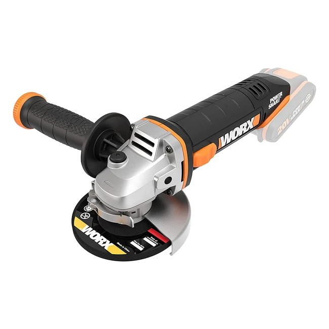 WORX WX8009 20V Cordless Angle Grinder - Tool Only, Compact Design, Toolless Guard Adjustment