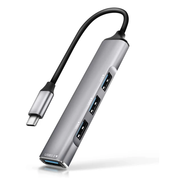 Adaptador USB C JSTOO con 4 Puertos, 1 USB 3.0 y 3 USB 2.0 - Compatible con MacBook, Surface, PS4, PC y más