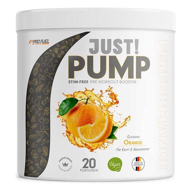 Pump Booster Orange 440g - Amino Säuren & Pflanzenextrakte - Caffeine Free - Made in Germany - 100% Vegan