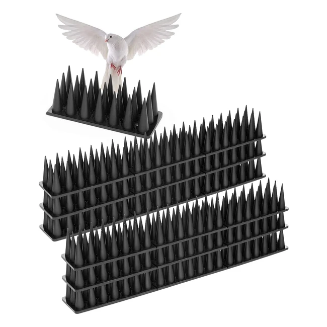 Pic Anti Pigeon 57m ABS Haute Résistance - Protection Balcon contre Pigeons, Corbeaux, Chats - 20 Pièces Noir