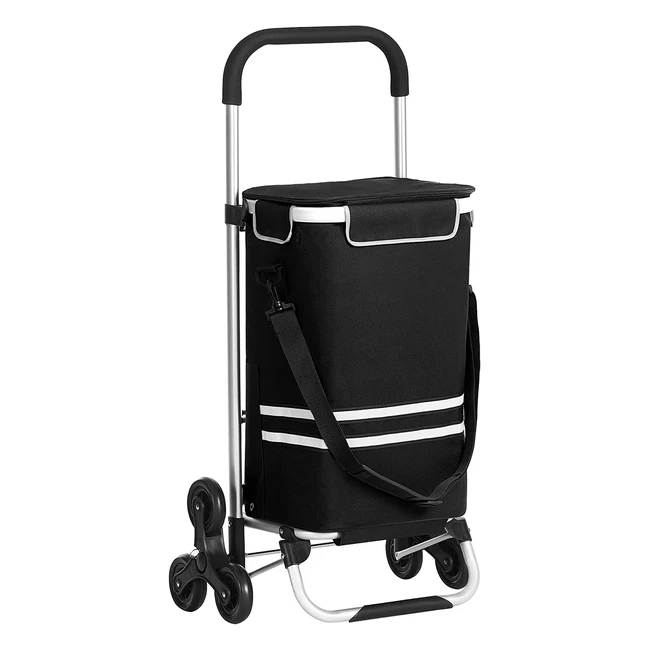 Songmics KST007B01 Einkaufstrolley mit Treppensteiger und Kühlfach, 35L, abnehmbare Tasche, schwarz
