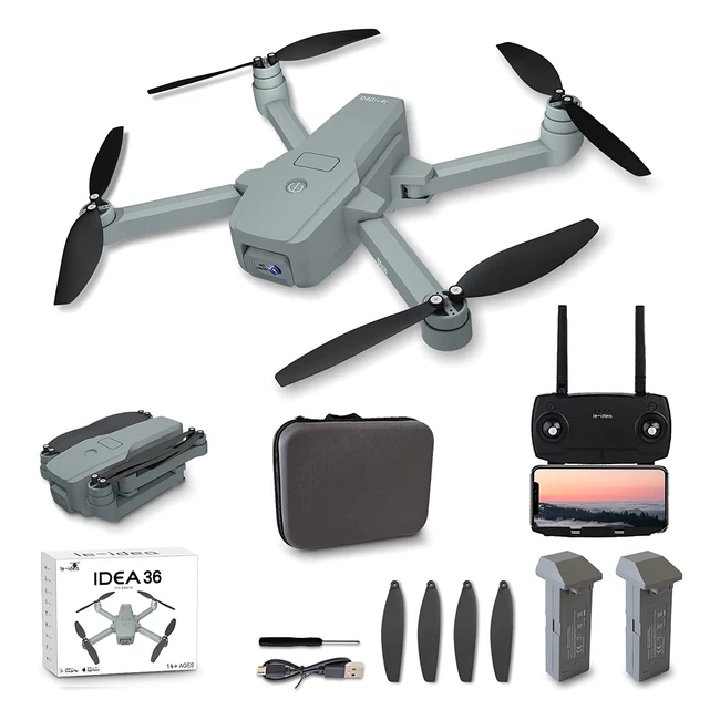 Dron Profesional Idea36 con Cámara 4K HD, GPS, Retorno Automático, Motores sin Escobillas y Posicionamiento de Flujo Óptico - FPV Plegable para Principiantes