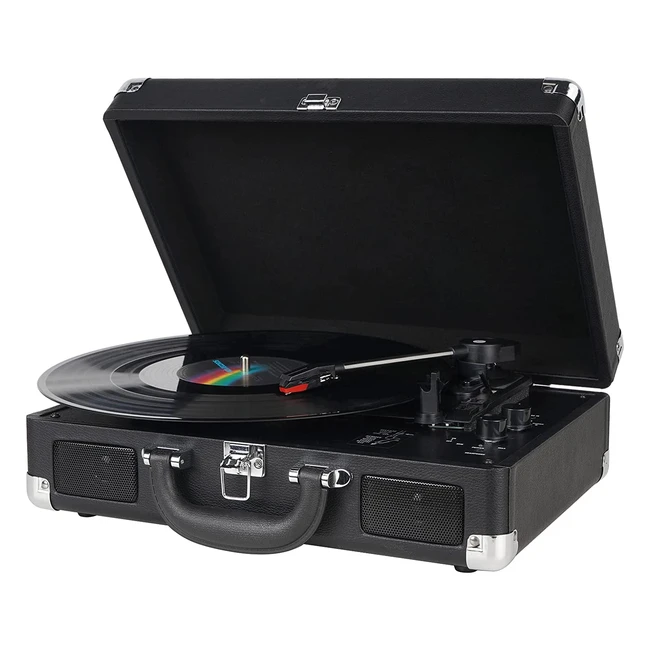 Digitnow Nero 3 Velocità Vinyl Recorder con Altoparlanti Stereo Incorporati - Supporta USB, RCA, Cuffie Jack, MP3, Telefoni Cellulari - Strumento Valigia con Regolazione a 33/45/78 RPM