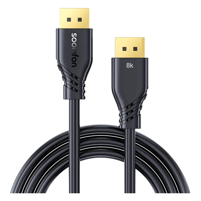 Soomfon 8K DisplayPort Cable 14 DP Cable 2m - Ultra HD 8K 60Hz, 4K 240Hz, 324Gbps, HDR, DSC, HBR3 - Ideal for Gaming and Video Streaming