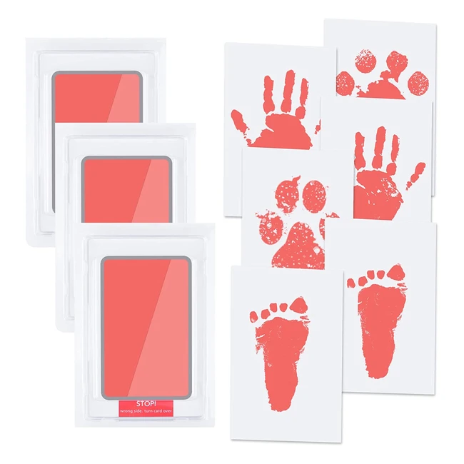 Kit impronte neonato Vicloon 9pcs - Senza tocco e carte tossiche - Regalo keepsake per neonati 0-6 mesi - Gatto e cane rosa