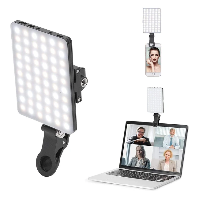 Newmowa LED Video Light 3200-5600K, 3 Light Modes, 10-Level Dimmable, Ultrathin Panel Light with Phone Clip, Rechargeable Batteries for iPhone, Android, iPad, Laptop - CRI95