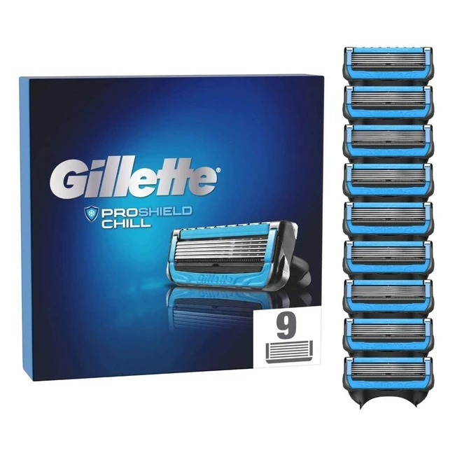 Gillette Fusion 5 ProShield Chill - Lamette di Ricambio per Rasoio Manuale Uomo (Confezione da 9 Ricambi con 5 Lame) - Rasatura Profonda e Duratura