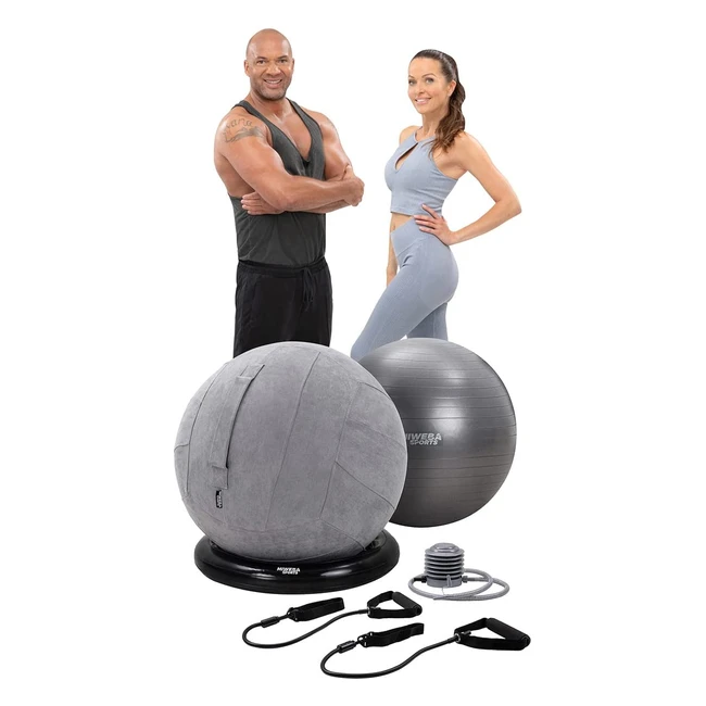 Miweba Sports Gymnastikballset - 500 kg Traglast 65 cm PVC-Ballauflage Sitztr