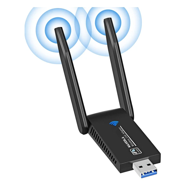Cle Wifi USB Double Bande 1300 Mbps - Maxesla AC1300 - Compatible WindowsMac - 