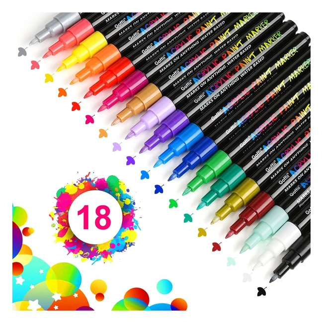 Pennarelli Acrilici Impermeabili 18 Colori per Pittura su Ceramica, Stoffa, Plastica, Vetro, Metallo, Legno e Tela - Set Pennarelli Arte DIY 0.7mm