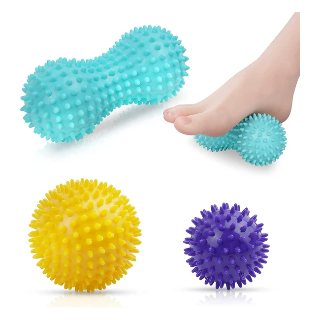 Uraqt Spiky Massage Ball Set - 3 Pack for Myofascial Release & Trigger Point Therapy